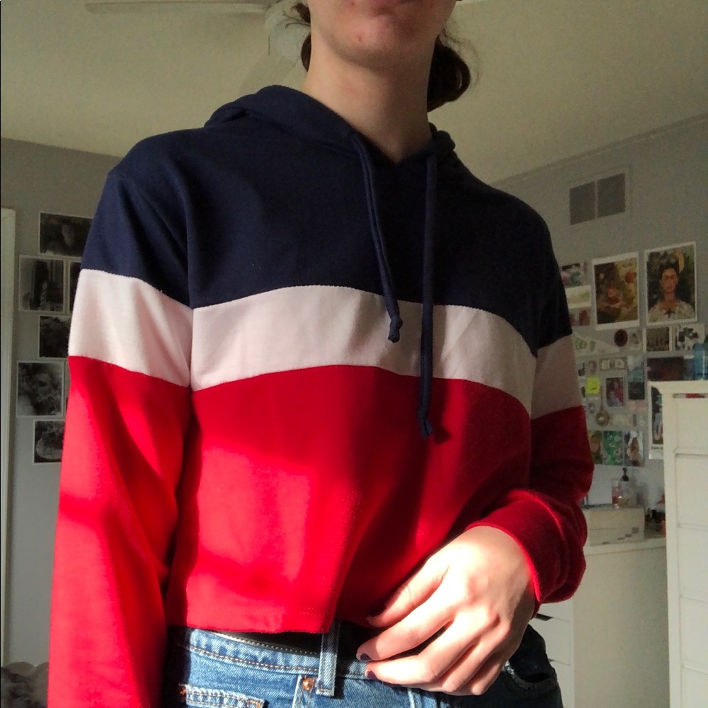 Brandy Cropped Stripped Hoodie